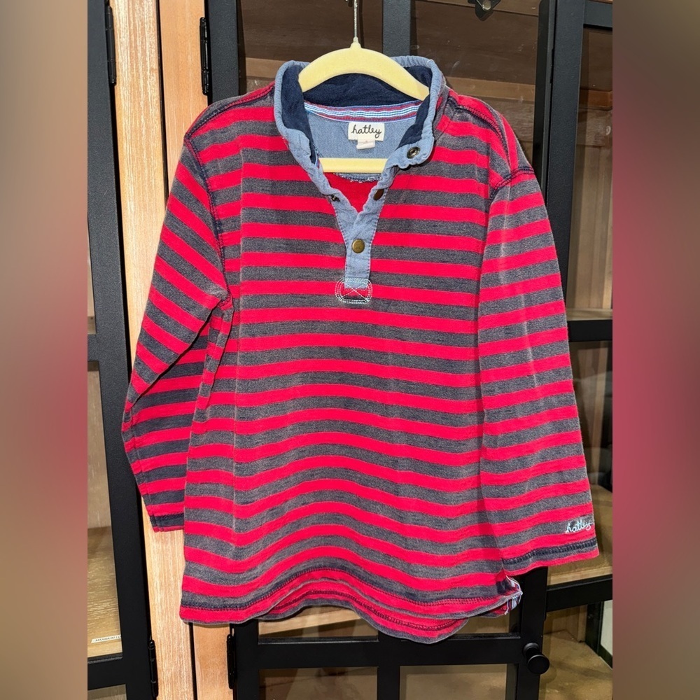 Hatley Rugby pullover sweater snap collar striped toddler boy long sleeve tee